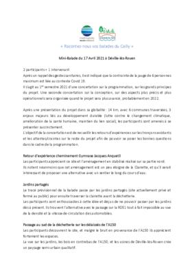 Balade du Cailly - Compte-rendu de la Balade urbaine Déville-lès-Rouen 17 avril 2021