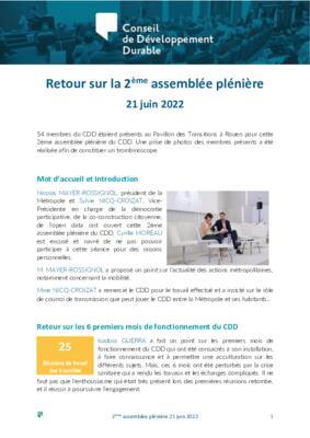 Compte-rendu assemblée plénière CDD 21062022
