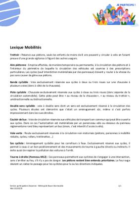 Lexique mobilités Lexique mobilités