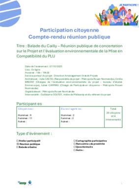 Compte-rendu de la Réunion publique du 07 10 2025 Compte-rendu de la Réunion publique du 07 10 2025