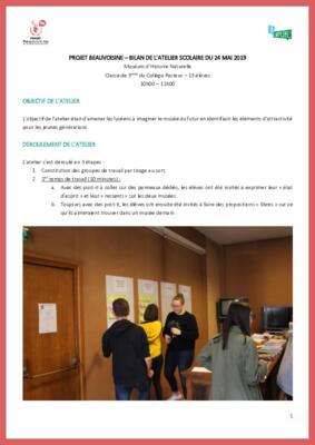 Compte-rendu de l'atelier du 24 mai 2019 - Collège Pasteur Compte-rendu de l'atelier du 24 mai 2019 - Collège Pasteur