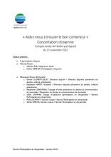 Compte-rendu de l'atelier du 22 novembre 2022 Compte-rendu de l'atelier du 22 novembre 2022