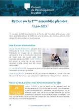 Compte-rendu assemblée plénière CDD 21062022